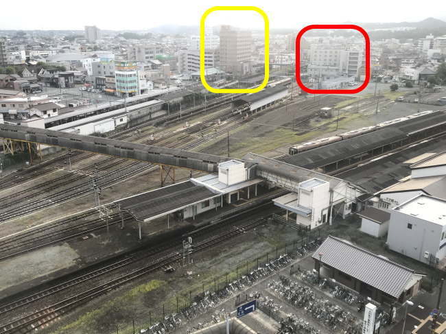 三交イン伊勢市駅前から見た鉄道の景色