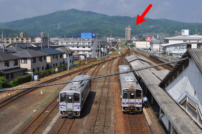 三次駅から見たホテルアルファーワン三次