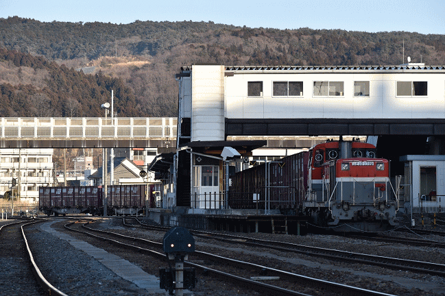 石巻に到着した貨物列車
