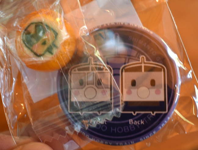 トロッコ列車の乗車記念の缶バッジ