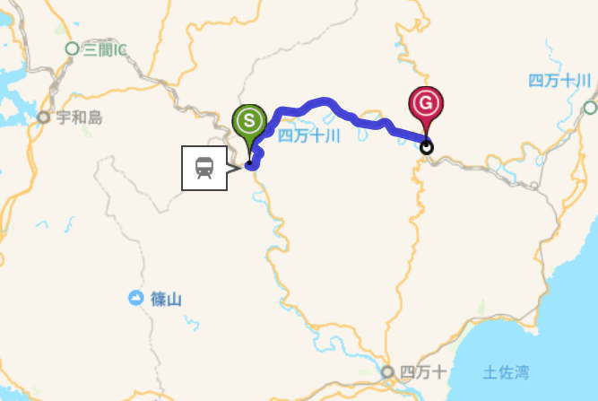 しまんトロッコ車両の乗車区間