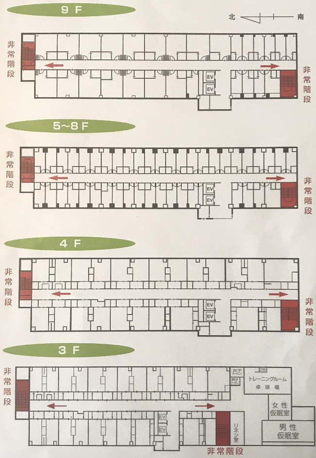 信州健康ランドの客室配置図