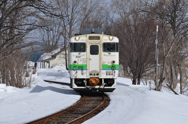 新十津川駅を発車後を写真撮影