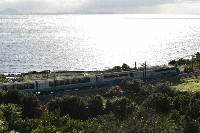 志津摩バス停付近から伊豆急行線を眺める