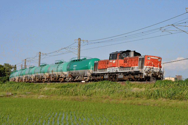 白鳥信号所にてDD51牽引のタンク車