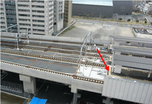 スマイルホテル奈良の客室の窓から見る関西本線の線路