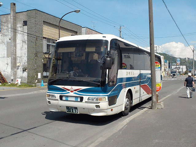 沿岸バスの留萌行き（留萌駅前バス停）