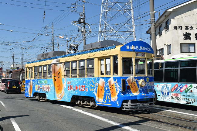 モ3203号ビール電車が出庫