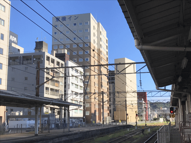 鹿児島中央駅から見た東横イン鹿児島中央駅西口