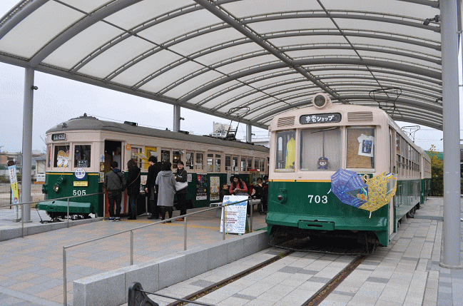 梅小路公園の市電ひろばに保存された京都市電