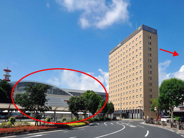 ホテルアービック鹿児島から、九州新幹線の見える方角
