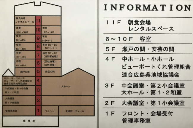 ビュー・ポートくれホテルの館内案内図