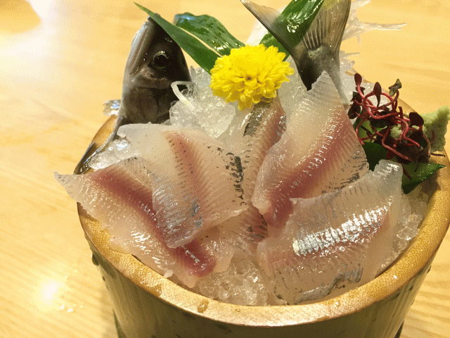 郡上鮎づくしの、鮎の刺身